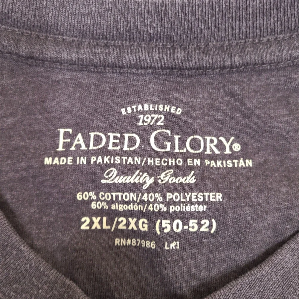 Faded Glory Mens Shirt XXL Gray Waffle Knit Long Sleeve Henley Tee Thermal Layer